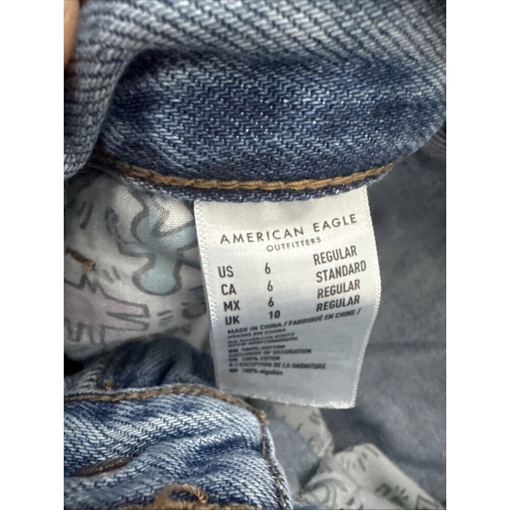 American Eagle Keith Haring Distressed Mom Denim Jeans Women 's Size 6 - Picture 6 of 9